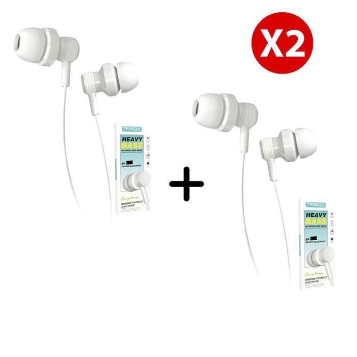 Lot de 2 Écouteurs Filaire Heavy Bass – Son Puissant et Performances Fiables