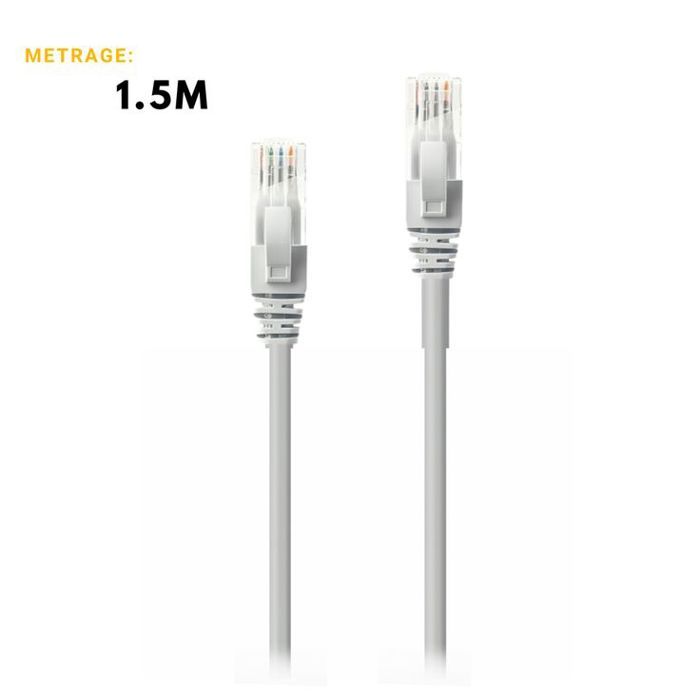 Câble Réseau Ethernet 1,5 M – Haute Performance, Compatible RJ45