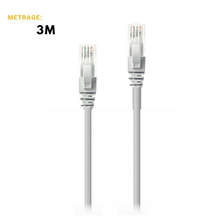 Câble Réseau Ethernet 3 M – Haute Performance, Compatible RJ45