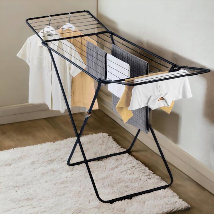 Séchoir à linge Champion, métal avec revêtement en poudre, rangement pour la maison et la salle de bain, accessoire de séchage