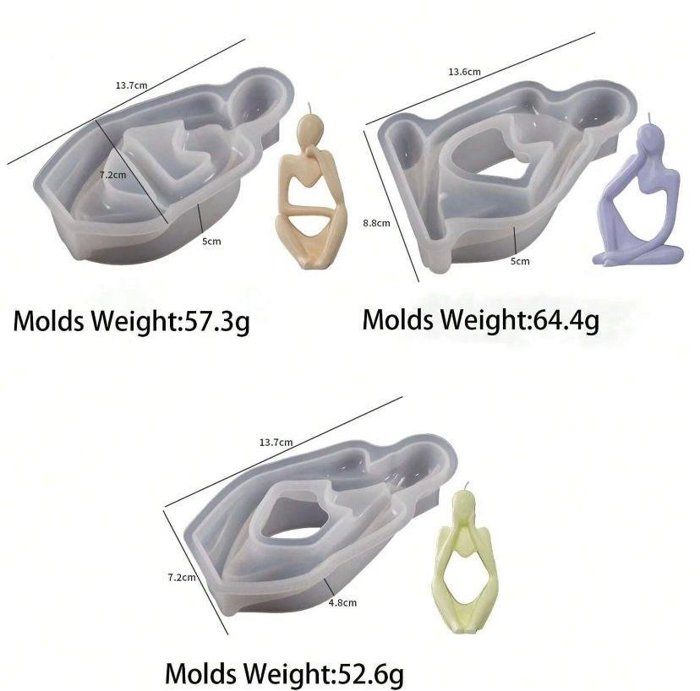 pack Moules En Silicone Pour Art Corporel Pour Porte-bougie & Décoration De Table En Résine Époxy