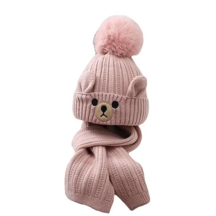 Ensemble d'hiver ours pour enfants rose