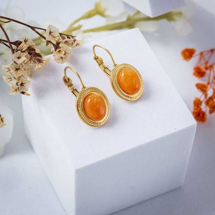 BOUCLES EN ACIER ORNEES DES PIERRES - Orange