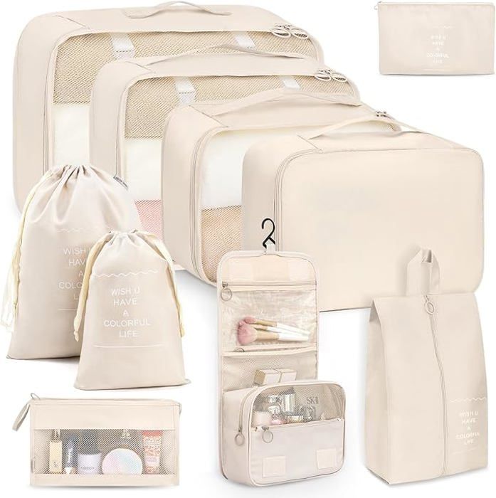 SET de 10 pcs Organisateur Valise Voyage, Sac rangement pour bagages, Trousse De Toilette