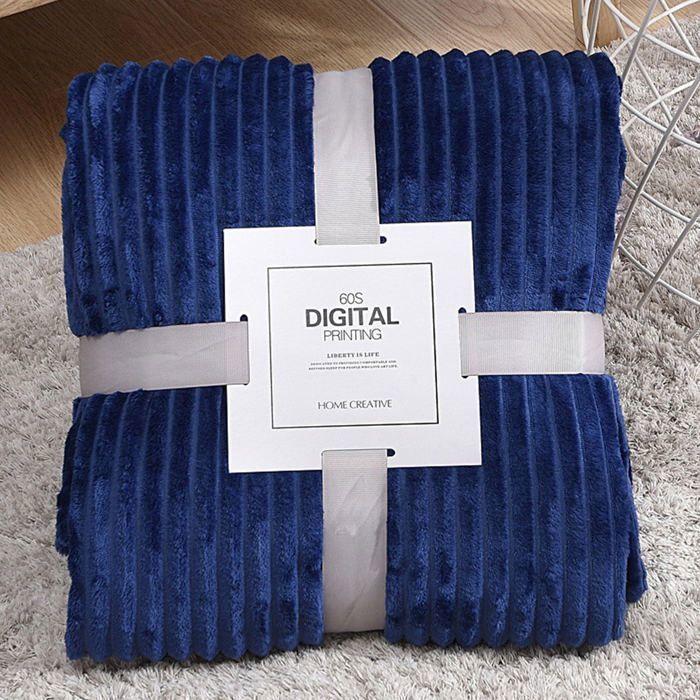 Couverture en polaire douce corail bleu foncé 200 x 230