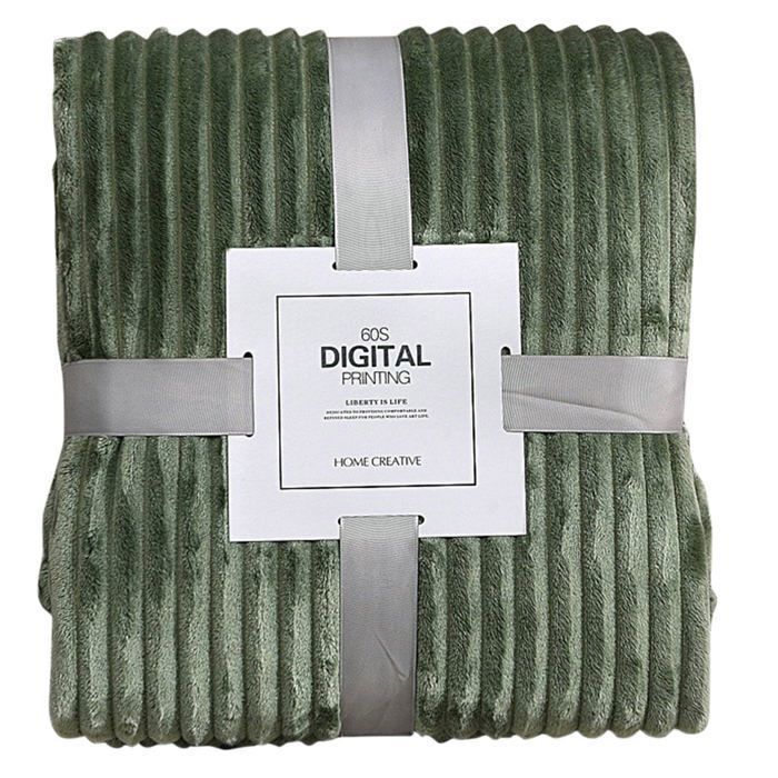 Couverture en polaire douce corail vert foncé 200 x 230