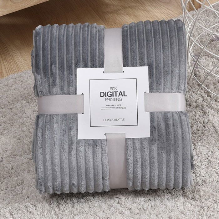 Couverture en polaire douce corail grise 200 x 230