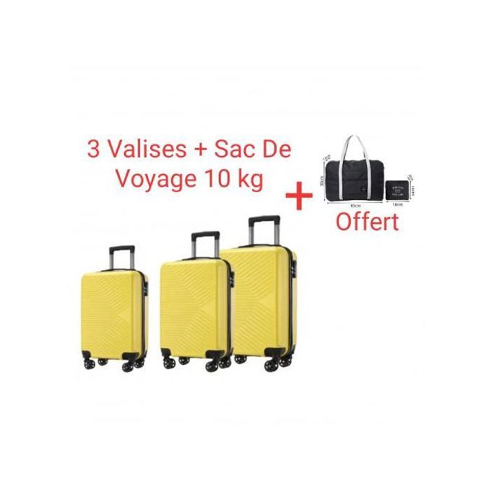 Ensemble 3 Valises Rigides + Sac Cabine - Noir - Polycarbonate - 2023