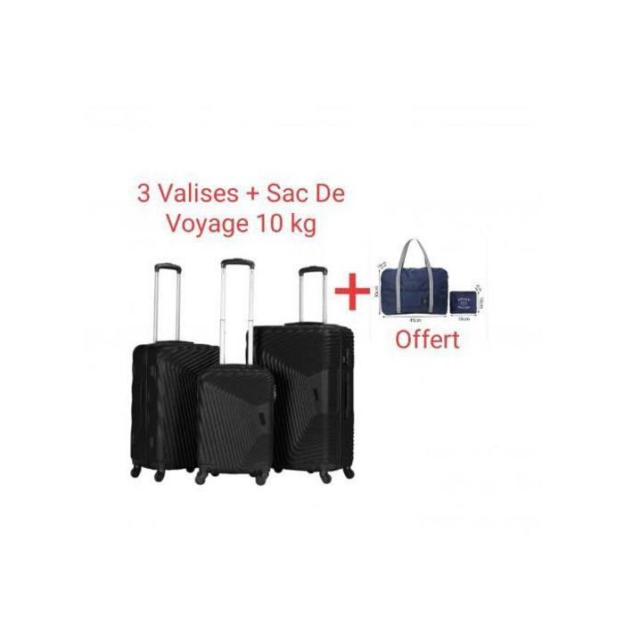 Ensemble 3 Valises + Sac Cabine - Polycarbonate - Roues Multidirectionnelles - Serrure à Combinaison