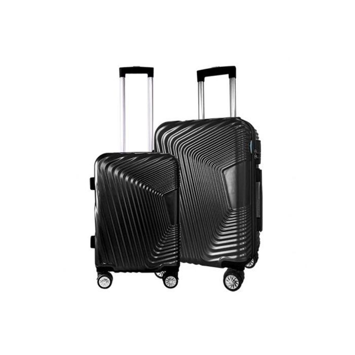 Ensemble Valises 2 pièces - Noir - Polyester - 4 Roues 360°