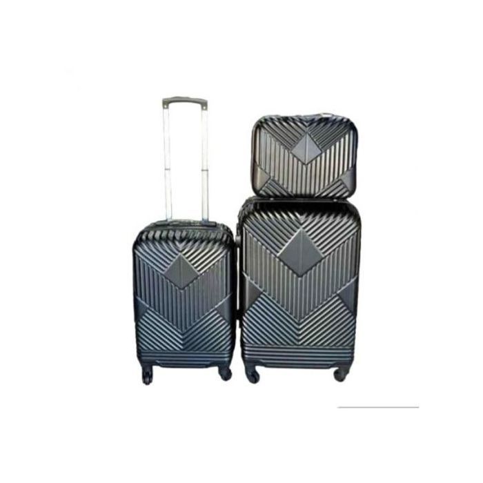 Ensemble de Valises - Noir - Polycarbonate - 3 Pièces - Sac de Maquillage Inclus