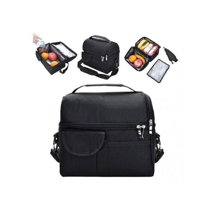 Sac à Déjeuner Isotherme Réutilisable - Noir - Nylon - 8L