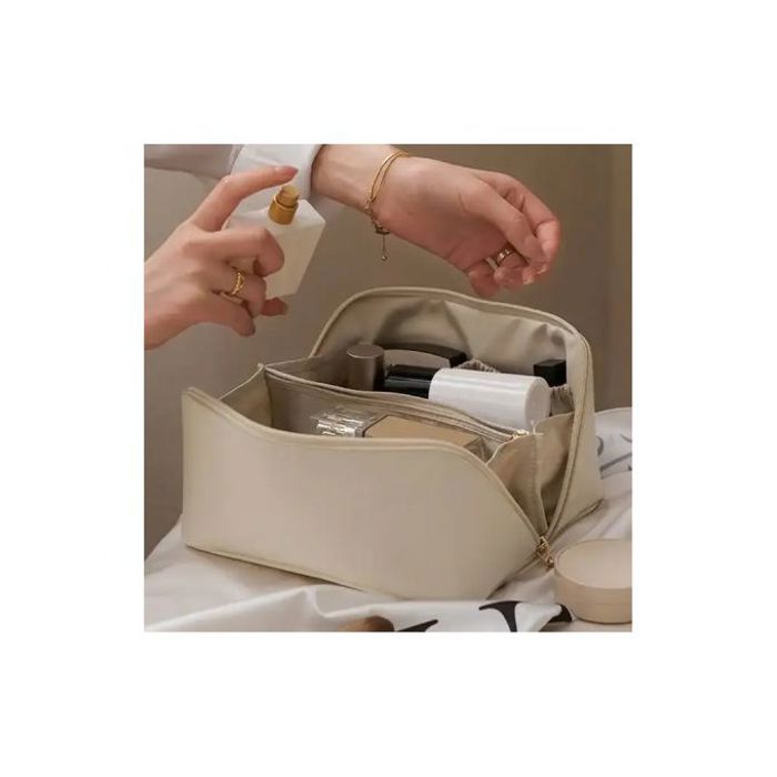 Trousse de Maquillage Grande Capacité en Cuir - Blanc - 2024