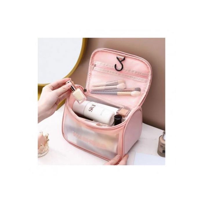 Sac de Rangement de Maquillage Cosmétique - Voyage - Transparent - Étanche - Rose