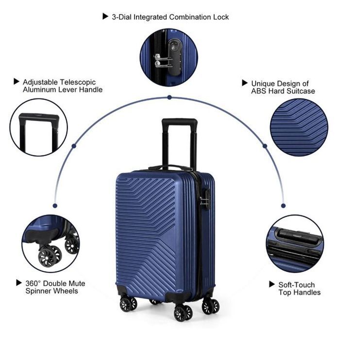 Valise Moyenne 65 cm Bleu Marine, Polycarbonate