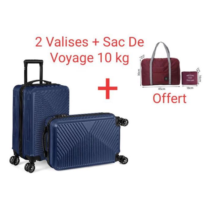 Ensemble Valises Rigides 2 pièces + Sac Cabine Bleu Marine - Polycarbonate
