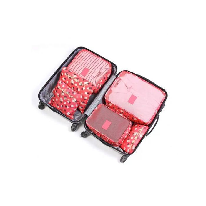 Ensemble de 6 Sacs de Rangement pour Voyage - Rose - Oxford Imperméable
