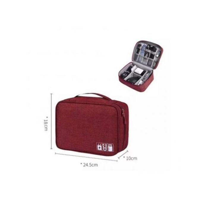 Sacoche de Rangement pour Câbles et Accessoires Électroniques - Rouge
