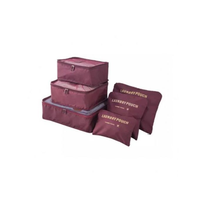 Ensemble 6 pièces Organisateurs de Bagages de Voyage - Rouge - Polyester