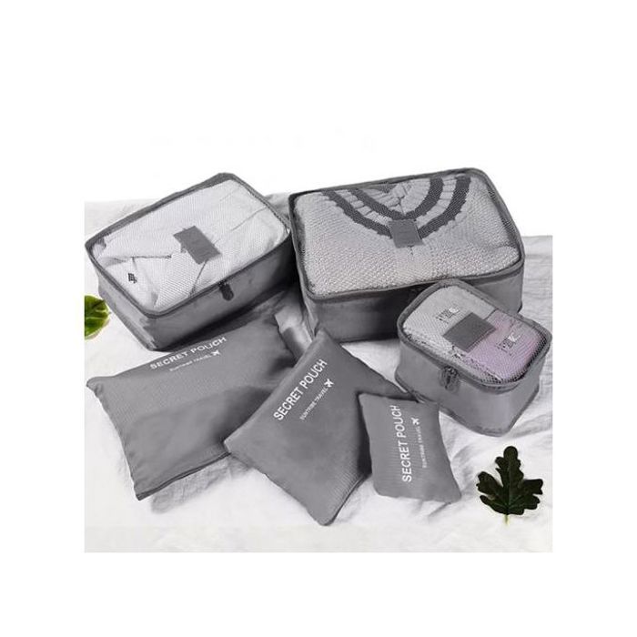 Ensemble de 6 Sacs de Rangement de Voyage - Gris - Polyester