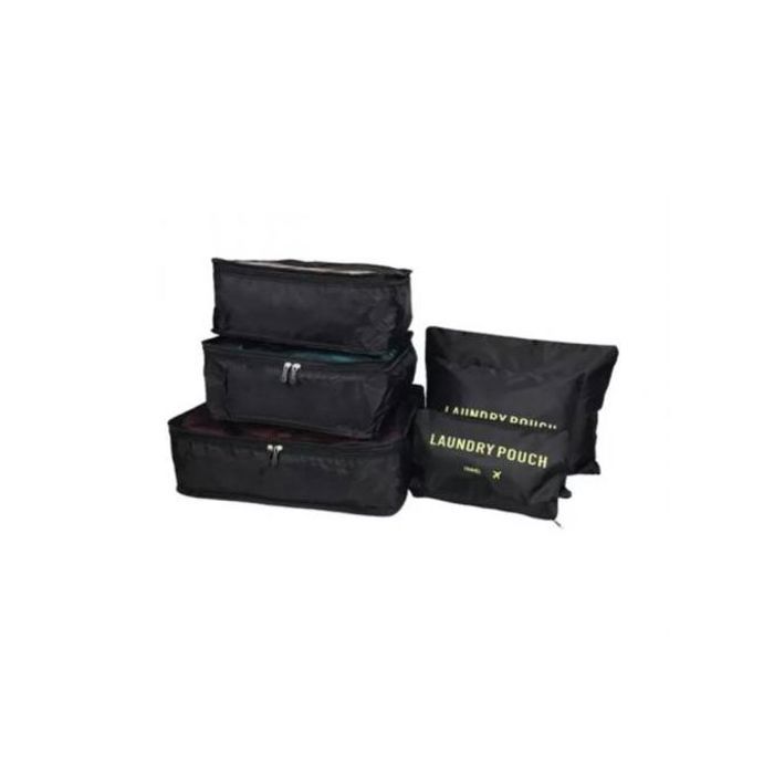 Ensemble 6 pièces Organisateurs de Bagages de Voyage - Noir - Tissu Oxford