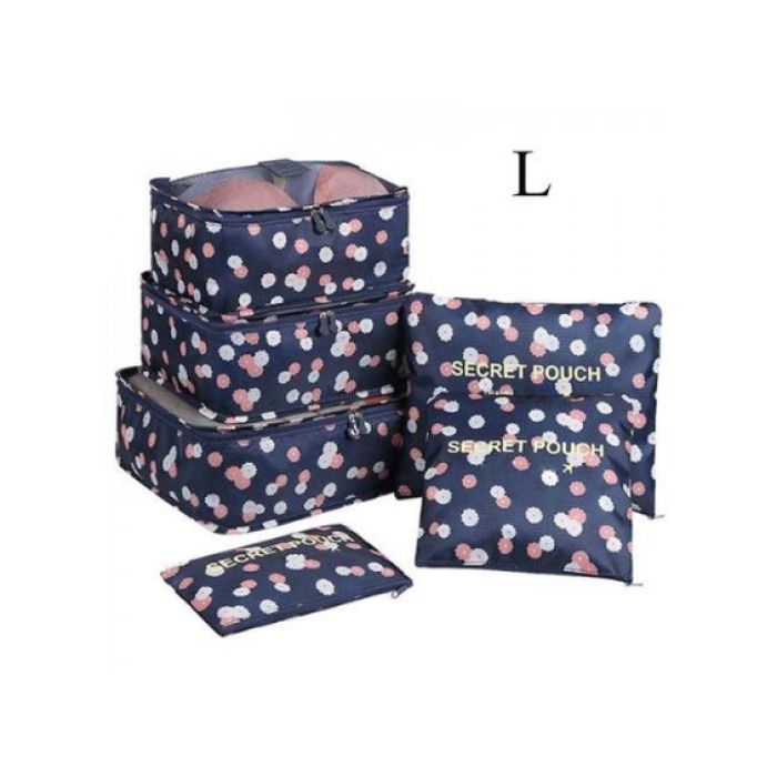 Sac de Rangement de Voyage - Bleu Marine - 6 Pièces - Organiseur de Bagages