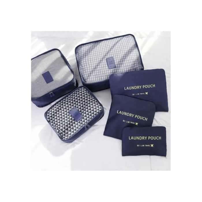 Pack de 6 Housses de Vêtements - Emballage Organisateur de Bagages - Sacs de Voyage - Polyester - Bleu Marine