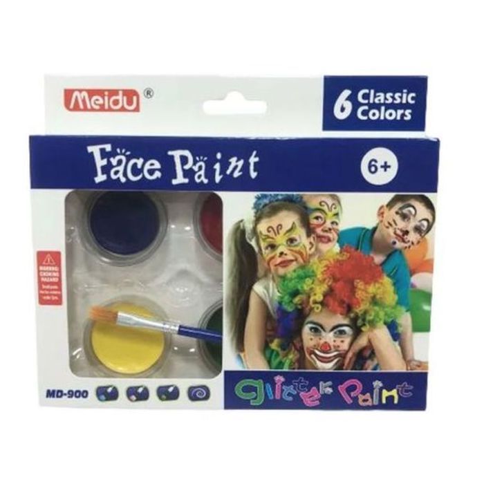 Meidu Peinture pour Visage - 6 Couleur pour le visage et le Corps - Peinture fête Halloween + pinceau
