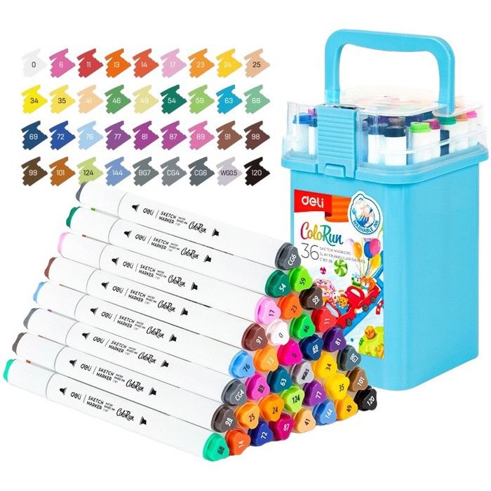 Deli Sketch Marker Dual Tips ColoRun 36 colors