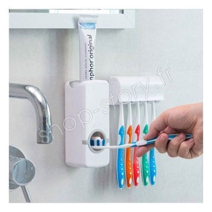 Accessoires de Salle de Bain : Distributeur de Dentifrice+Porte-Brosses à Dents