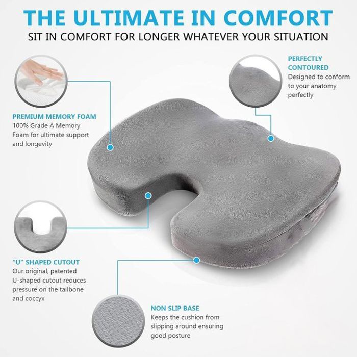 Coussin de protection du coccyx pour le siège du bureau, maison en velours confortable