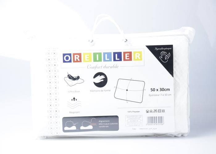 OREILLER DE CONTOUR EN TISSU D’AIR 3D  50X30 BLANC