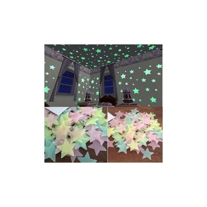 Pack 100 Étoiles Lumineuses - Jaune, Vert & Rose
