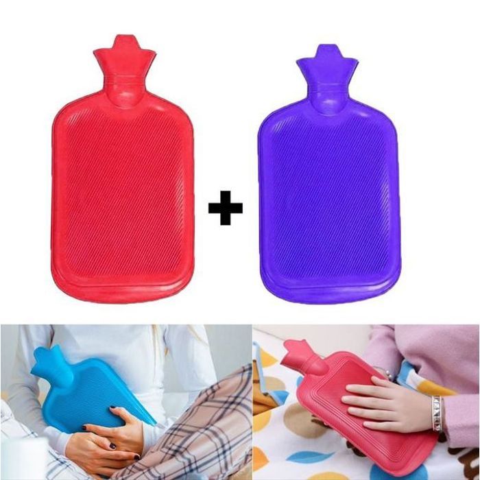 Bouillotte Thermique en Caoutchouc - Pack de 2 - Rose & Bleu