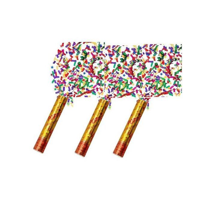 Pack de 3 Party Popper - Confettis colorés pour anniversaire