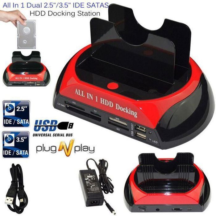 Station d'Accueil HDD IDE SATA - Double USB 3.0, 3.5 Pouces