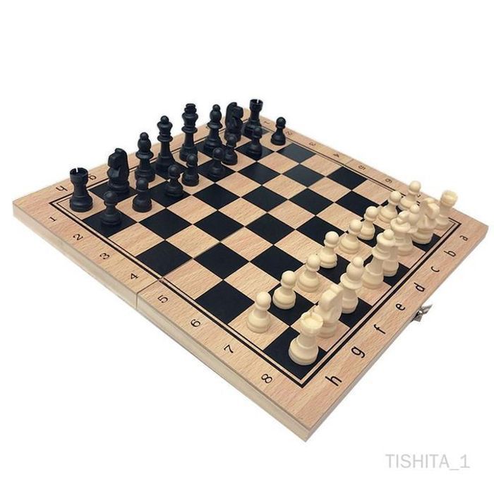Jeu d'échecs en bois portable - Échiquier pliable 29x29cm - Cadeau idéal pour enfant