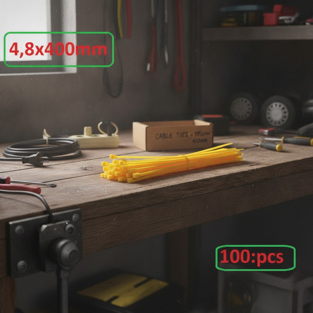 Lot de 100 Attaches Câble Auto-Bloquantes - 4,8x400mm - Jaune - Marjane Mall - Image 3