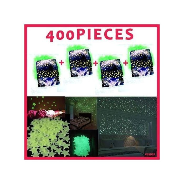 Pack de 400 Étoiles Lumineuses - Glow in the Dark - Décoration