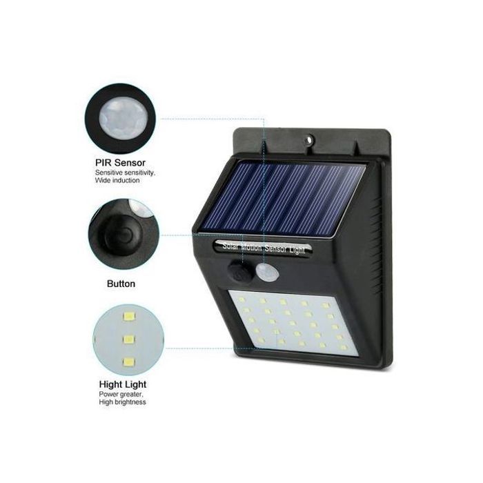 Lampe Solaire LED Extérieure Étanche - Détecteur de Mouvement - Rue, Jardin, Sécurité
