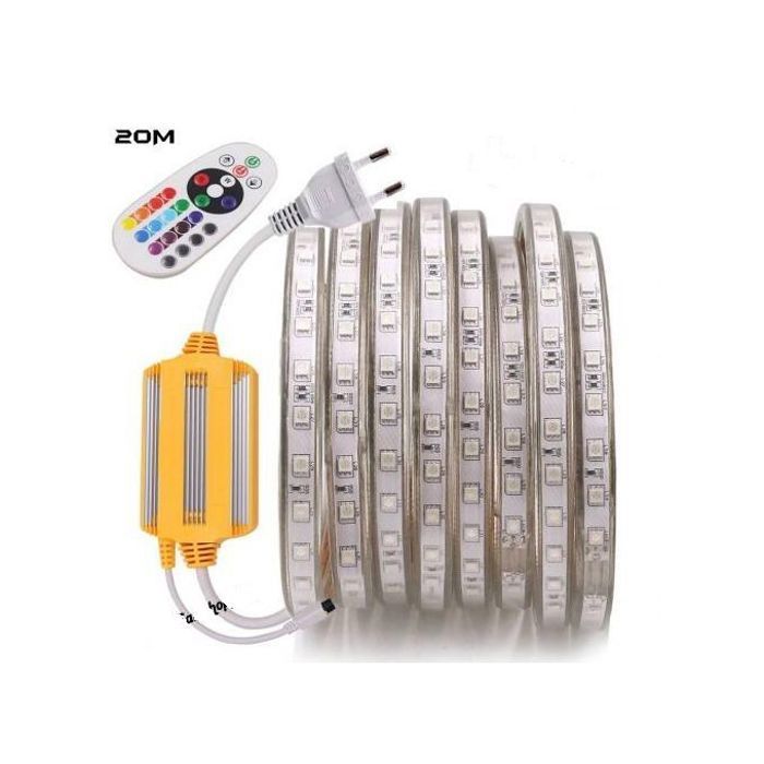 Bande LED RGB - LED STRIP - 20M - Flexible - Etanche - 220V - 8 modes d'éclairage