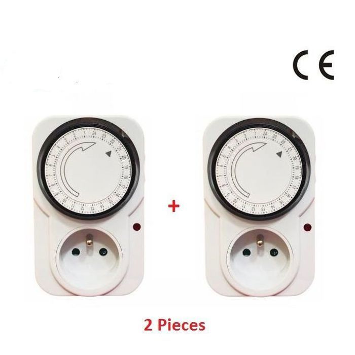 Prise Programmable Mécanique 24H - Pack de 2