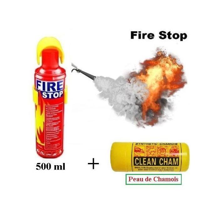 Extincteur Fire Stop Feu Incendie 500 ml - Voiture, Maison - Peau de Chamois Gratuite