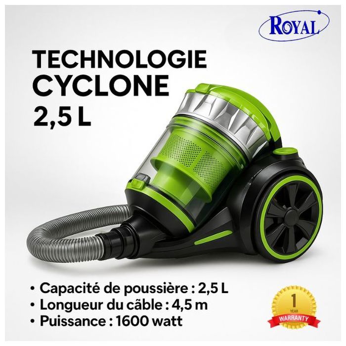 Royal VY 16 - Aspirateur sans sac - 1600W