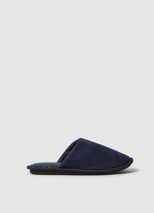 Chaussons en velours avec doublure tartan