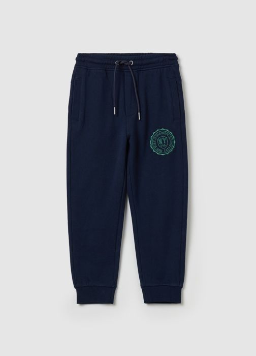 Pantalon de jogging en molleton avec cordon de serrage et broderie universitaire