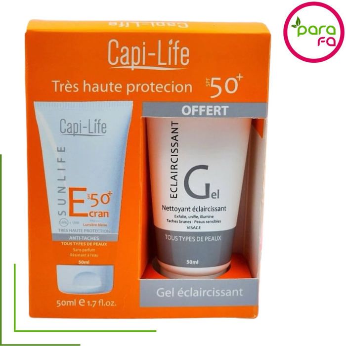 Capi Life - Pack Écran Solaire Anti-Taches SPF 50+ 50ml + Gel Éclaircissant 50ml