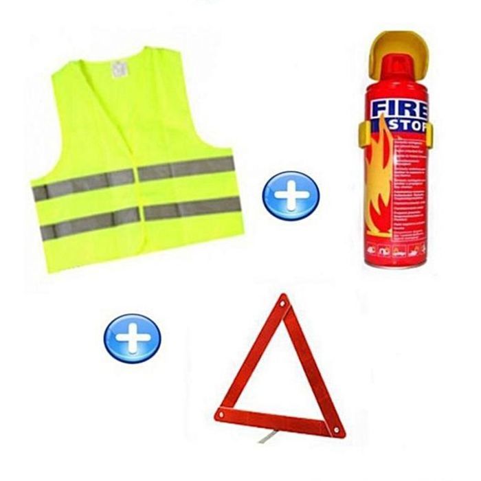 Pack de sécurité voiture -Triangle d'en panne /Gilet fluorescent /Extincteur 500 ml
