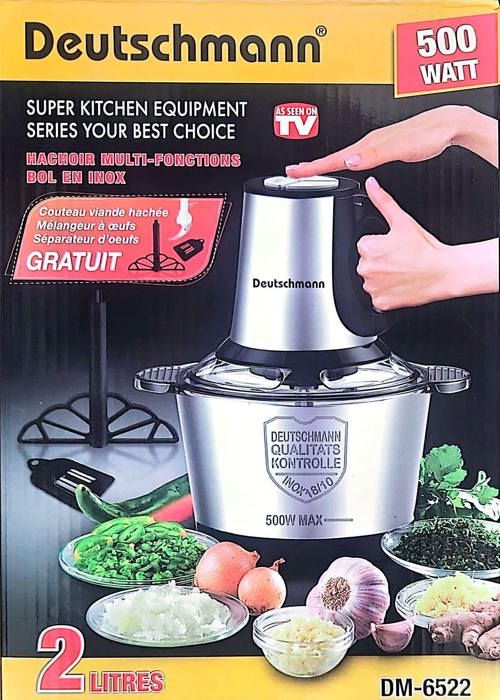 Hachoir Électrique Professionnel 500W – Polyvalence avec Bol Inox  2L