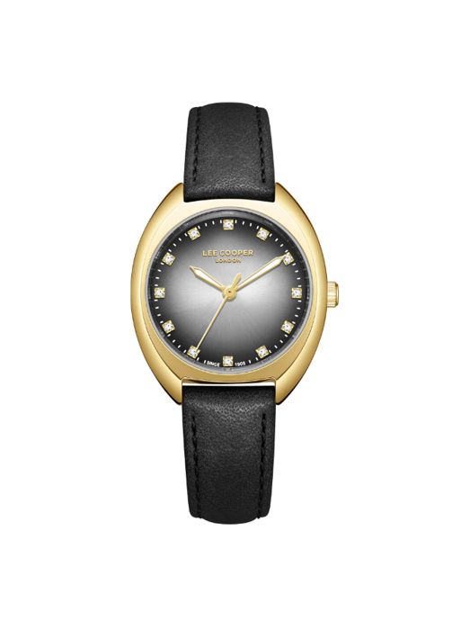 Montre - Lee Cooper - LC07988.131 - Cadran noir - Boîtier doré - Bracelet cuir noir